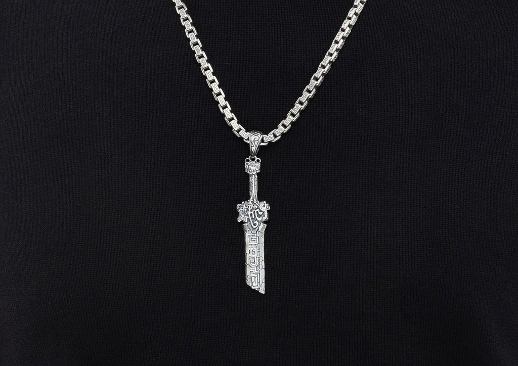 Narsil Sword Oxidised Pendant For Men In Silver By Orionz Jewels