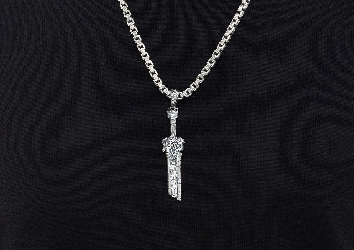 Narsil Sword Oxidised Pendant For Men In Silver By Orionz Jewels