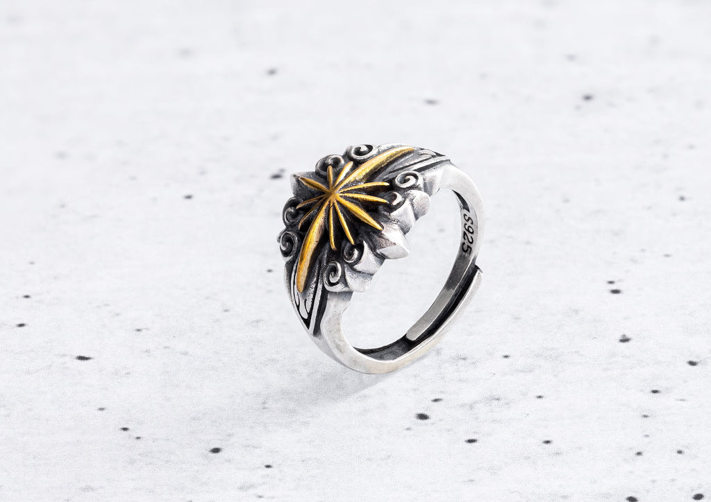 North Star Mens Oxidised Silver Ring By Orionz Jewels