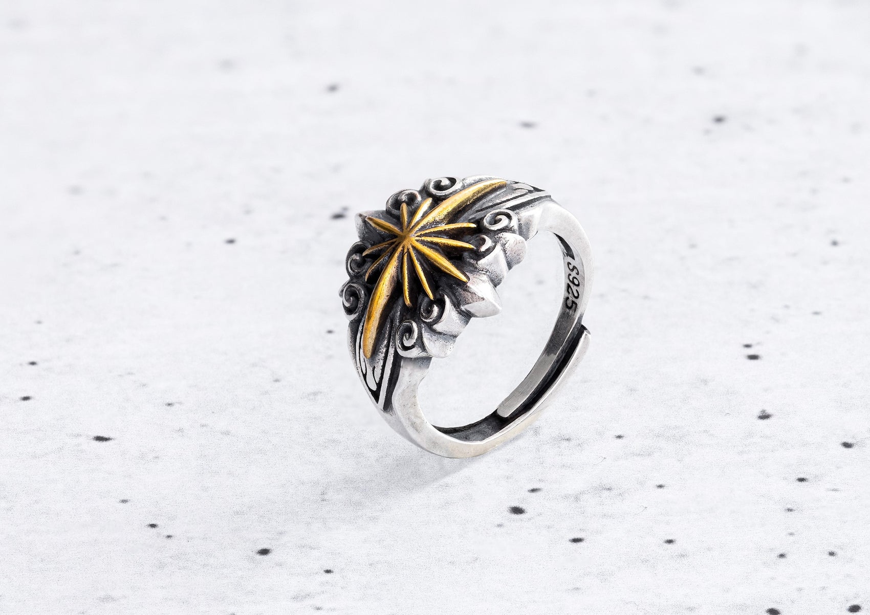 North Star Mens Oxidised Silver Ring By Orionz Jewels