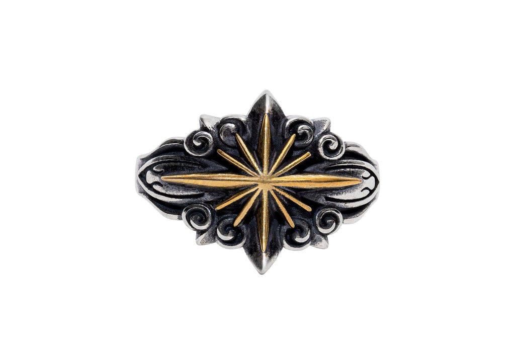 North Star Mens Oxidised Silver Ring By Orionz Jewels