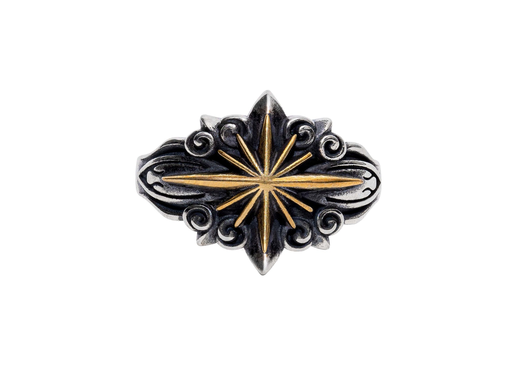 North Star Mens Oxidised Silver Ring By Orionz Jewels