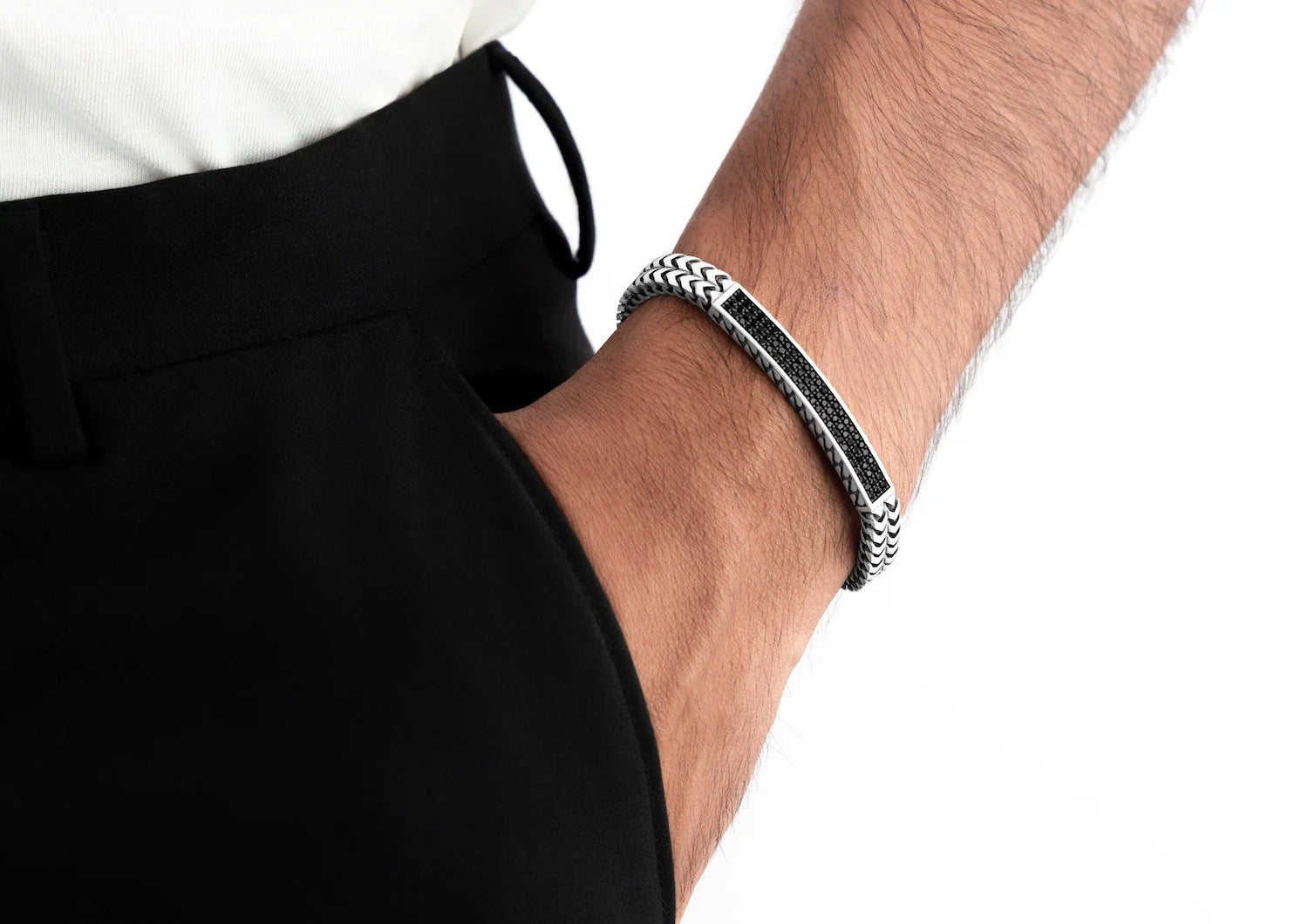 Obsidian Link Bracelet For Men By Orionz Jewels