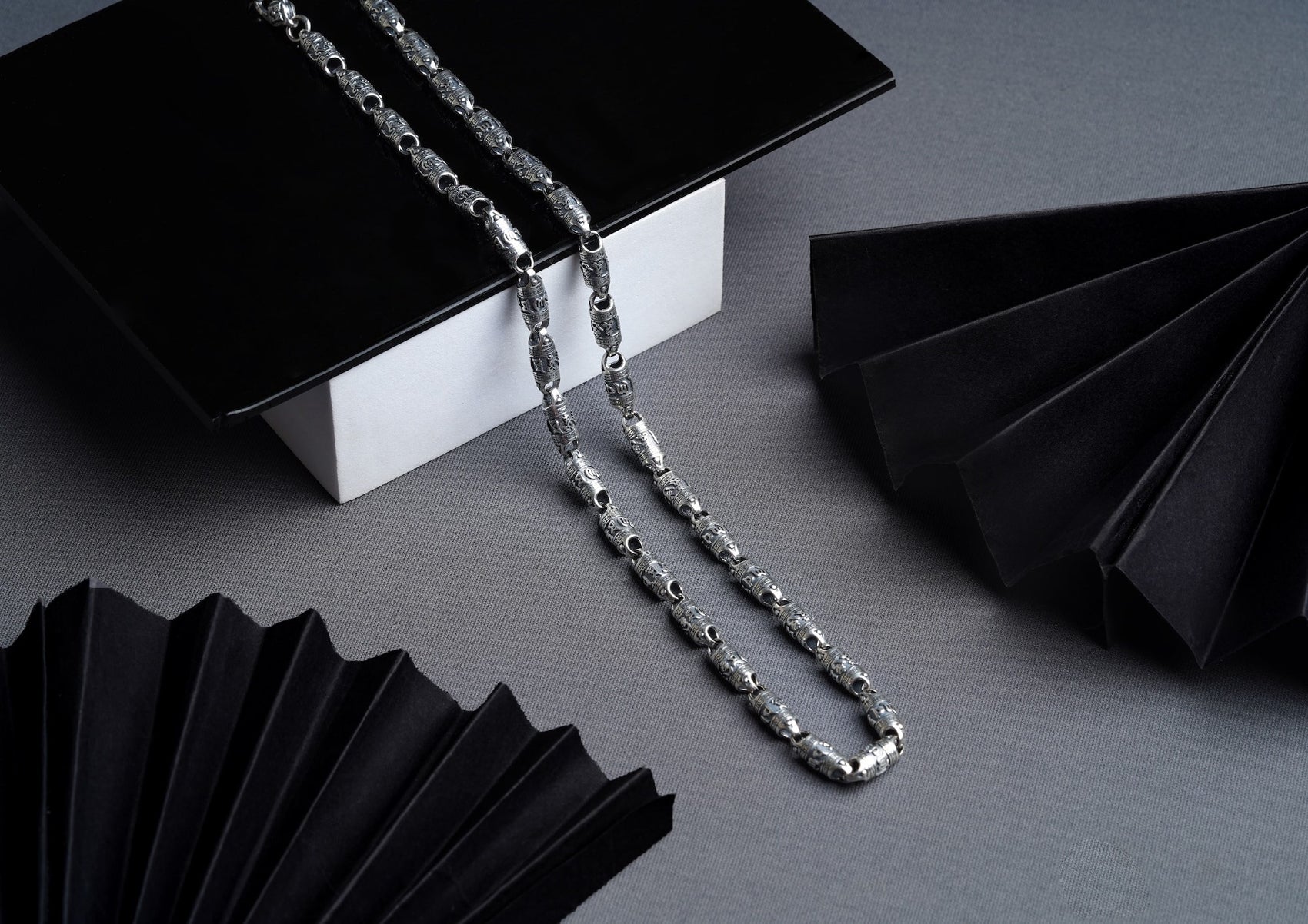 Om Mani Barrel Link Chain For Men By Orionz Jewels