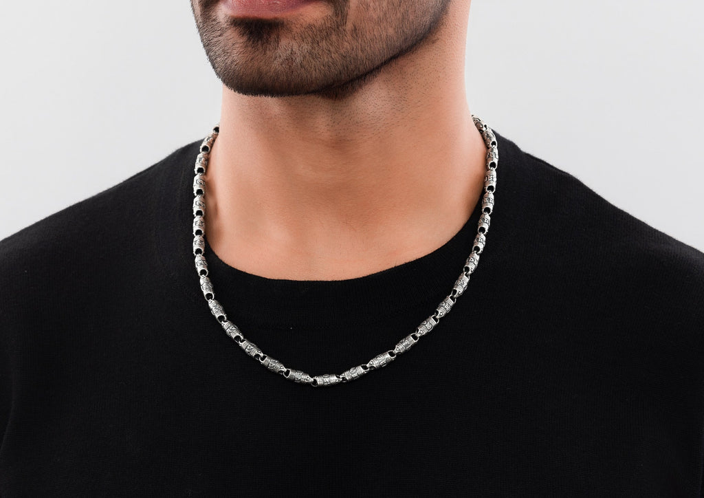 Om Mani Barrel Link Chain For Men By Orionz Jewels