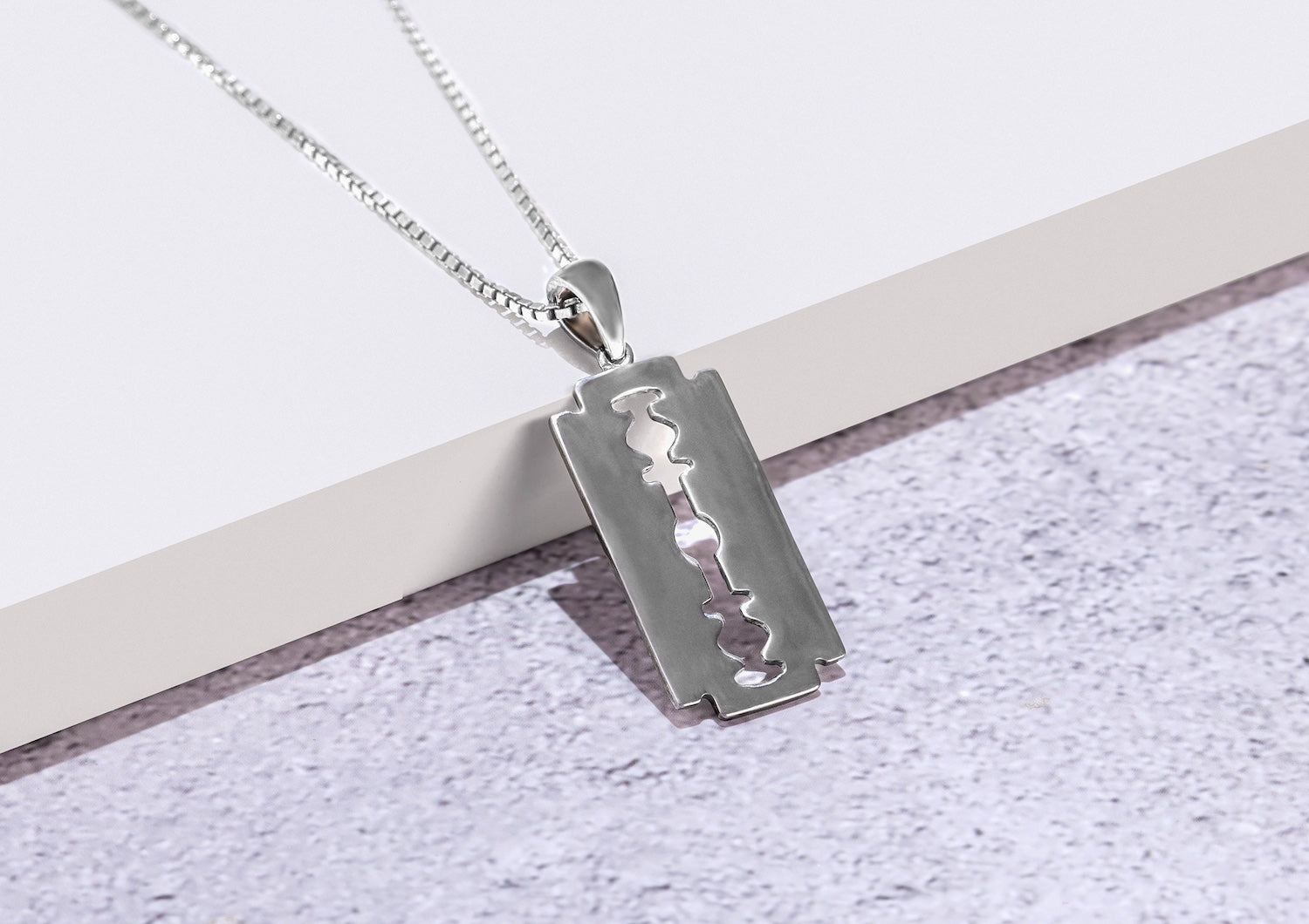Sterling silver razor blade necklace shop