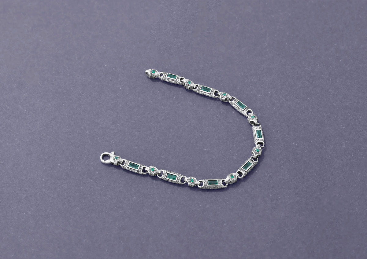 Regal Prism Bracelet For Men In Green Stone By Orionz Jewels