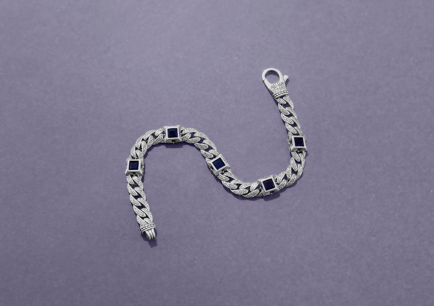 Royal Crest Bracelet For Men In Blue Stone
