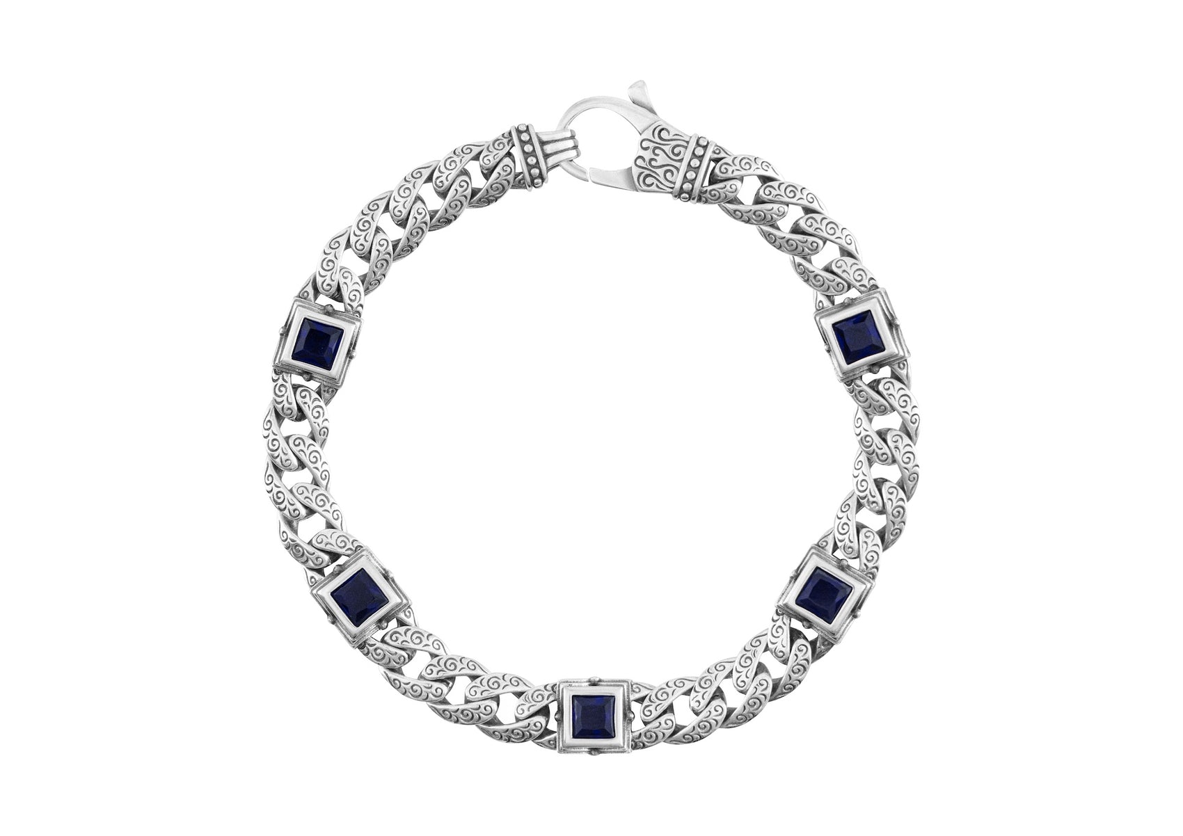 Royal Crest Bracelet For Men In Blue Stone