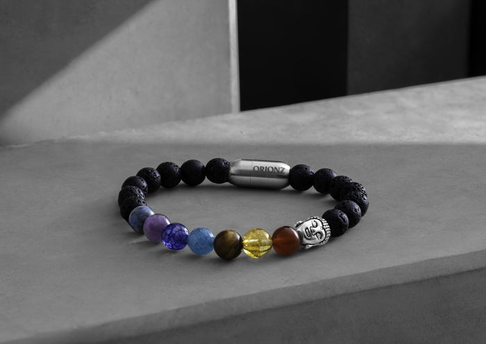 Seven Chakras Lava Stone Bracelet