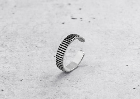 Silver Striped Bold Ring