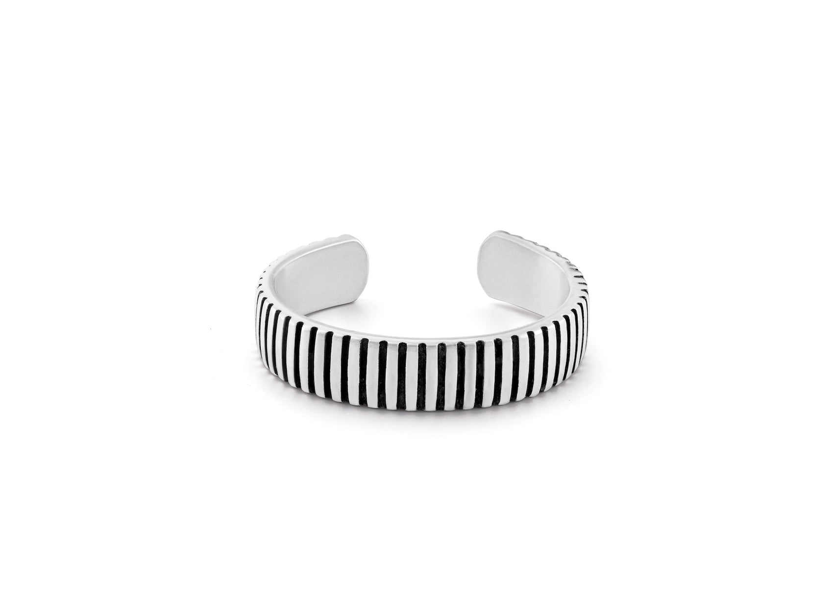 Silver Striped Bold Ring