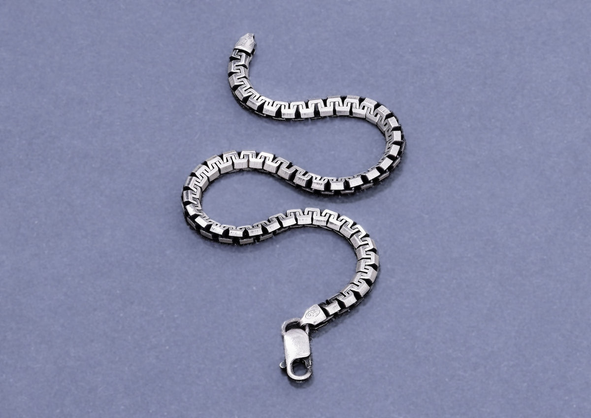 Sleek Ripple Unisex Silver Bracelet By Orionz Jewels
