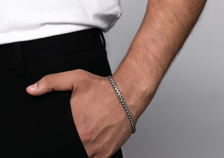Sleek Ripple Unisex Silver Bracelet By Orionz Jewels