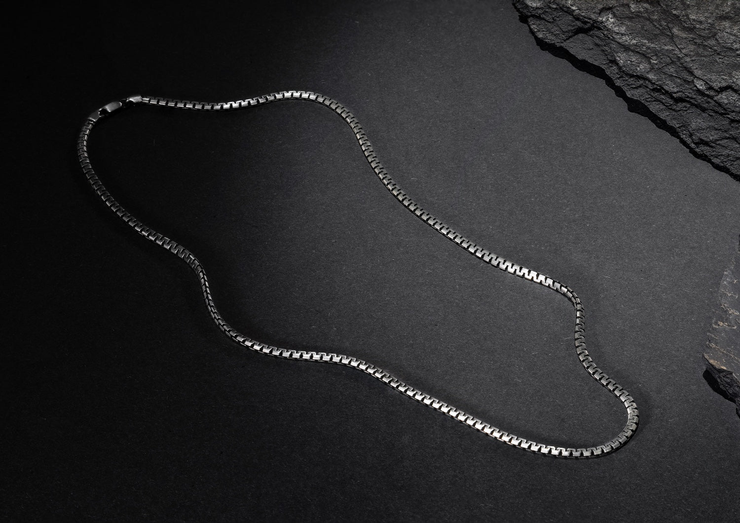 Sleek Ripple Silver Box Chain For Men By Orionz Jewels