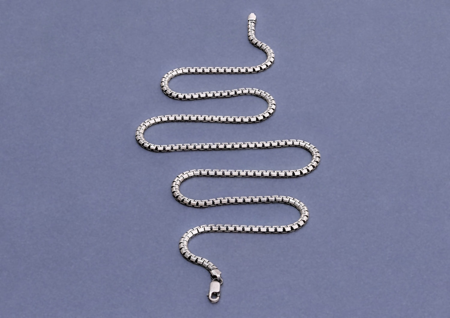 Sleek Ripple Silver Box Chain For Men By Orionz Jewels