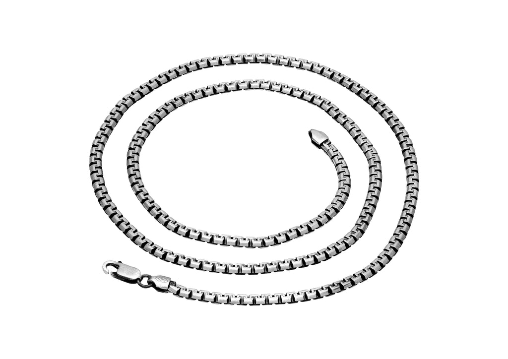 Sleek Ripple Silver Box Chain For Men By Orionz Jewels