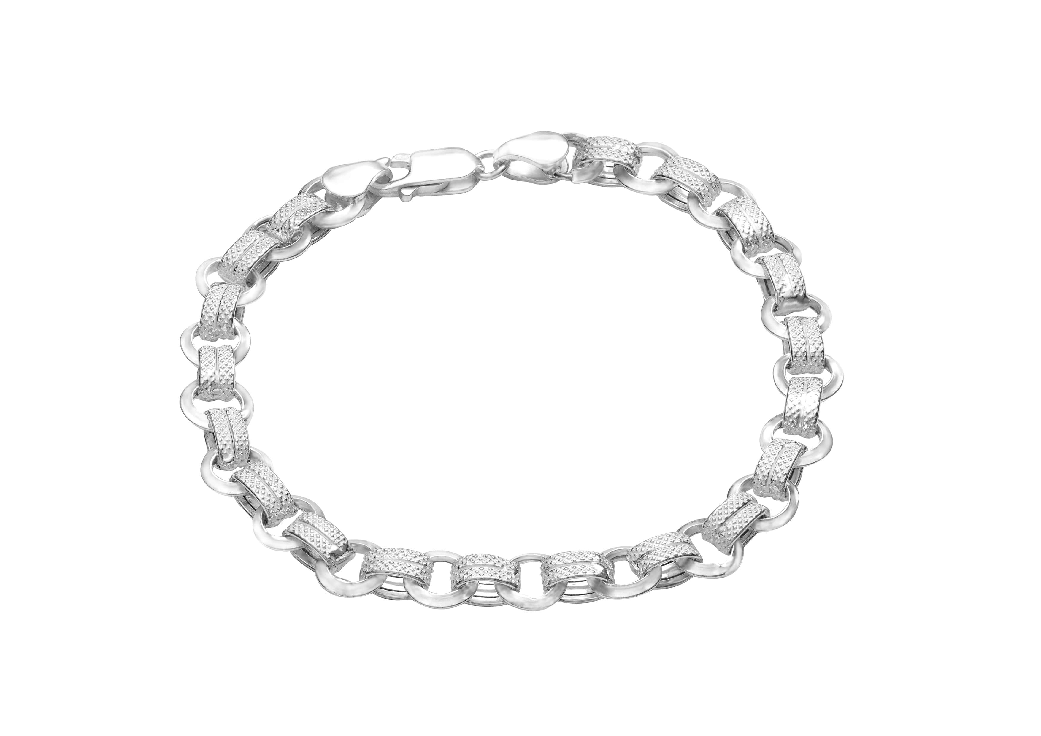 thumbnail image 2 of H&J Jewelry Stainless Steel 8mm Interlock Bone Link Chain Necklace/Bracelet For Men, Silver 2 of 5