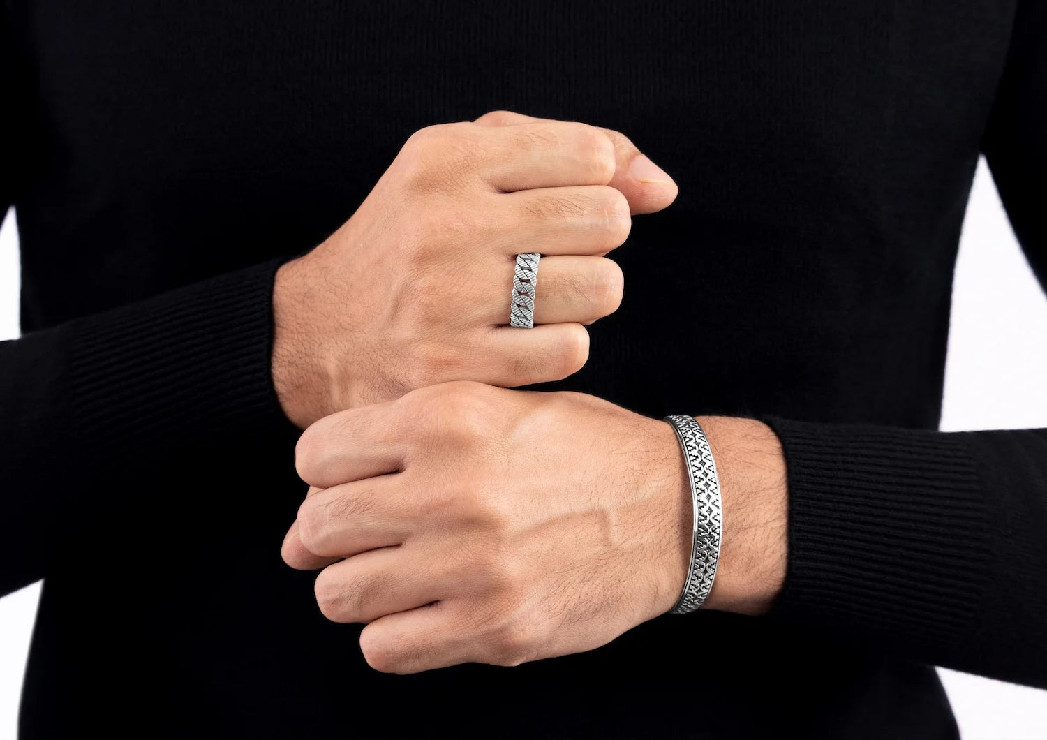 Textured Cuban Ring