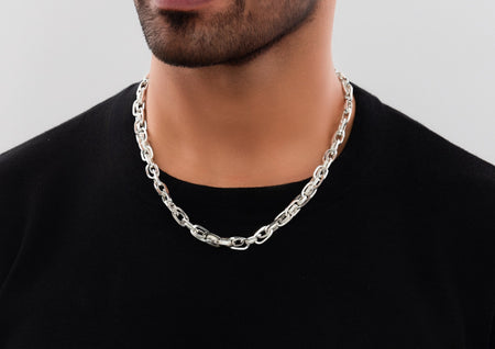 Textured Dual Link 925 Silver Chain For Men By Orionz Jewels