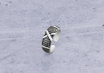 Textured X Ring In Oxidised Silver By Orionz Jewels