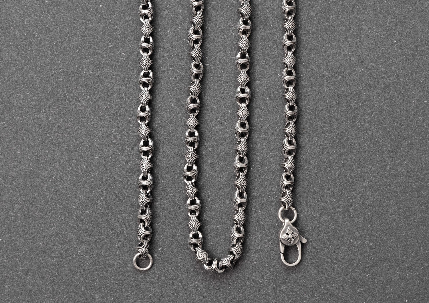 Modern Monk Oxidised Silver Chain for Men