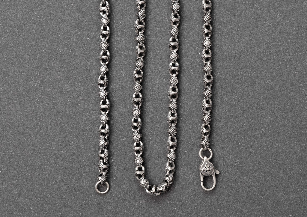 The Modern Monk Oxidised Silver Chain For Men By Orionz Jewels