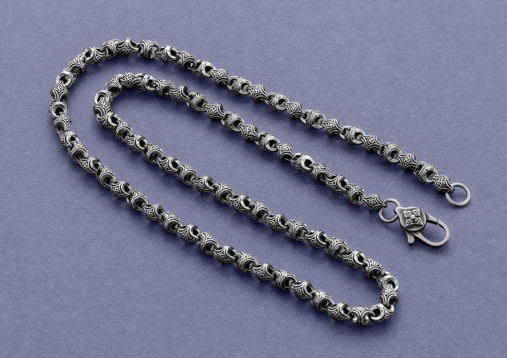 The Modern Monk Oxidised Silver Chain For Men By Orionz Jewels
