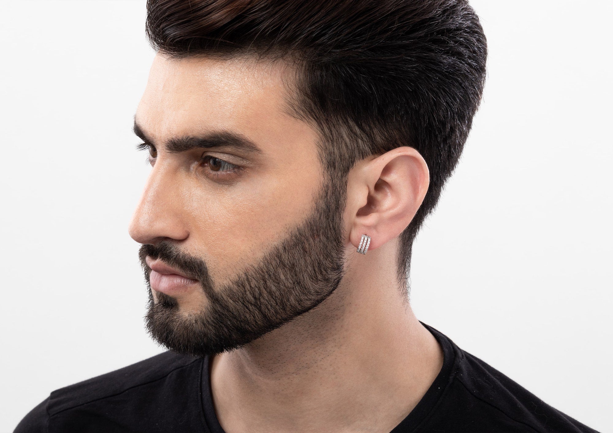 Get Three Line Boxed Hoop Earring for Men in Gold ORIONZ