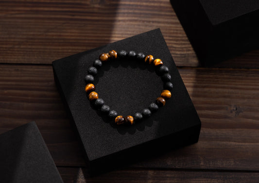 Tiger’s Eye Lava Stone Protection Bracelet