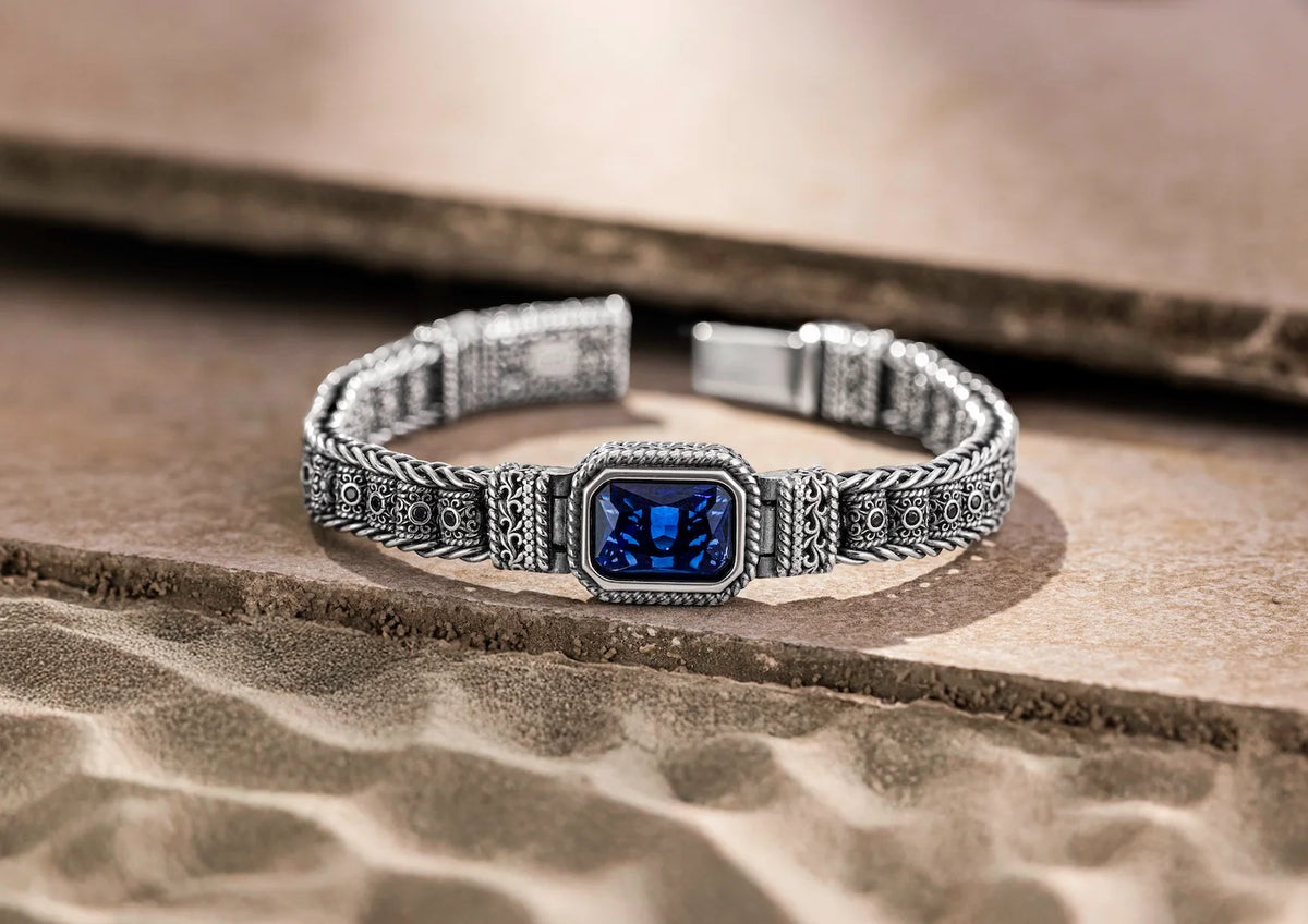 Titan Sapphire Bracelet For Men By Orionz Jewels