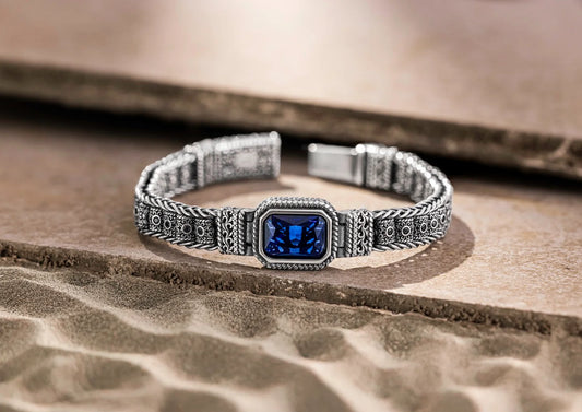 Titan Sapphire Bracelet For Men By Orionz Jewels