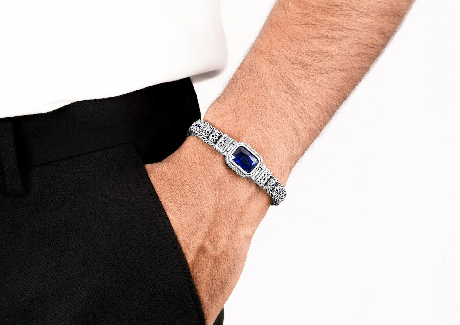 Titan Sapphire Bracelet For Men By Orionz Jewels