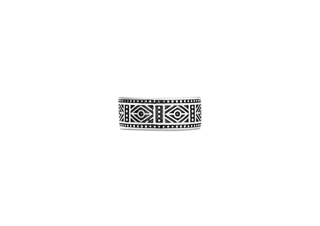 Tribal Carved Ring In Oxidised Silver By Orionz Jewels