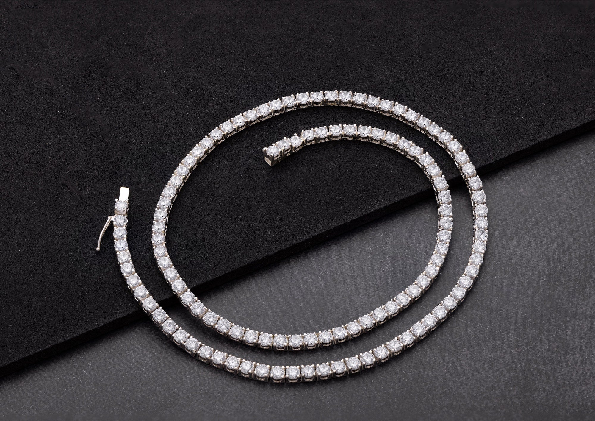 Round cut tennis necklace mens deals