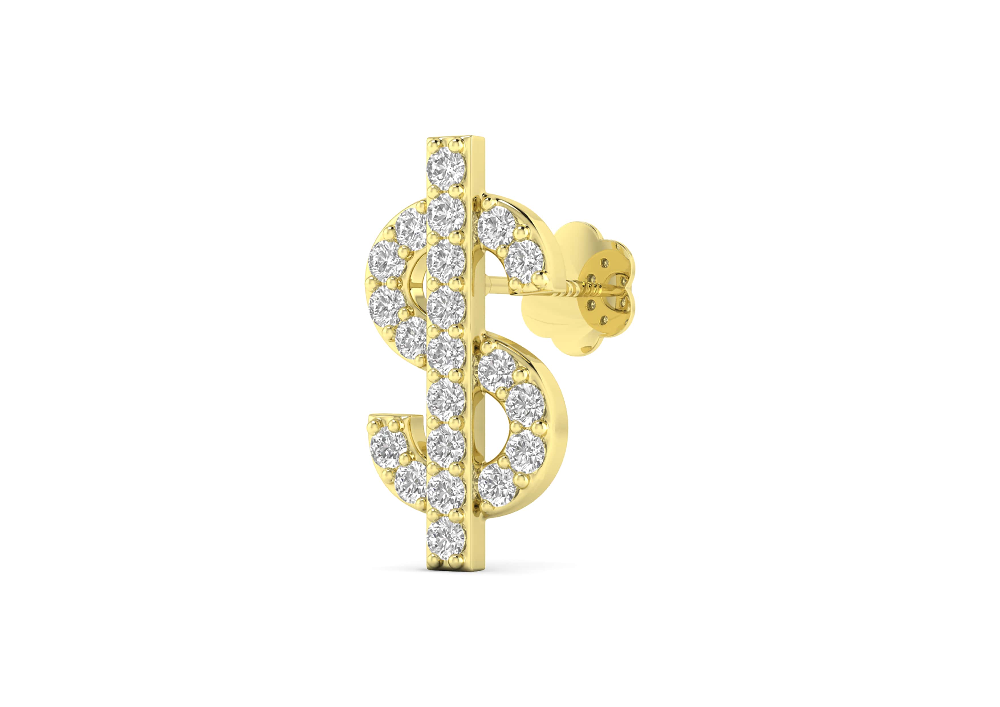 Stylish Dollar Sign Men's Stud in Gold Orionz Jewels