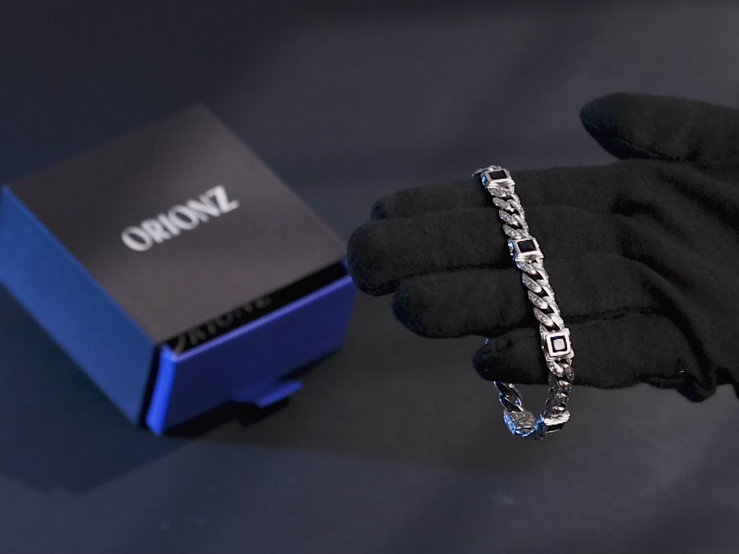 Royal Crest Bracelet For Men In Black Stone