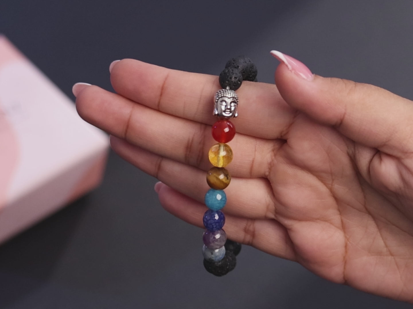 Seven Chakras Lava Stone Bracelet