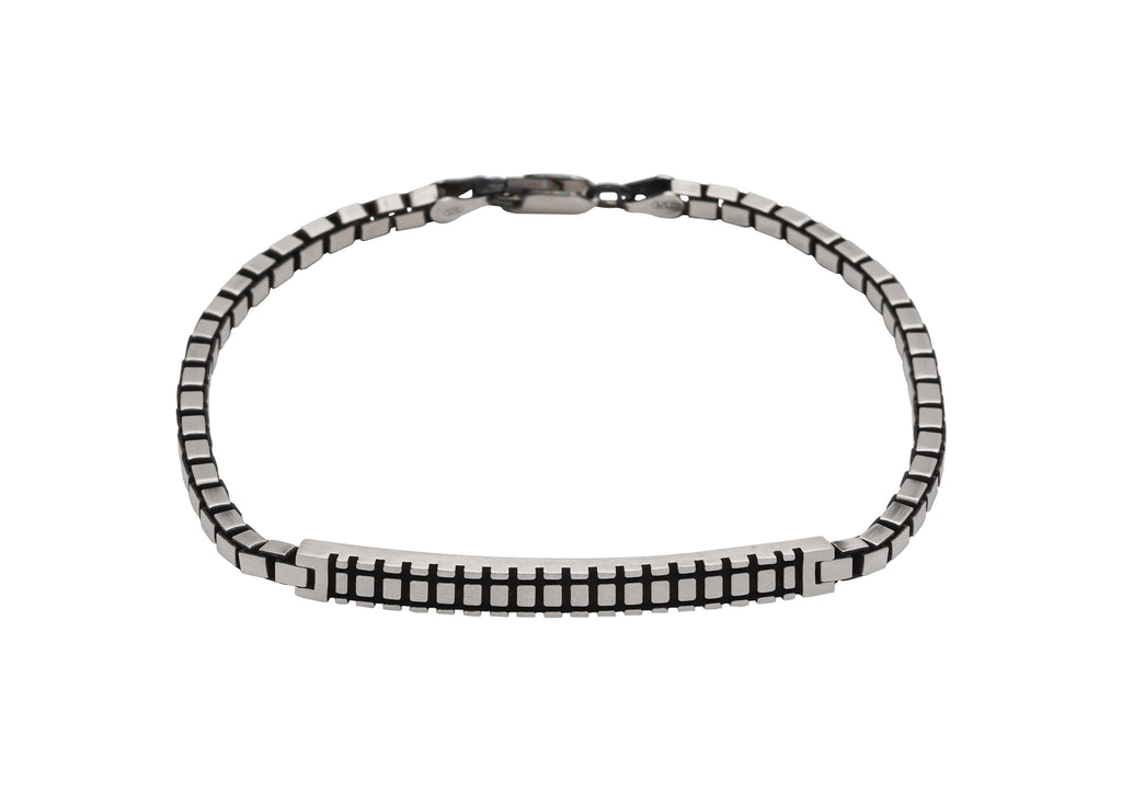 Arched Bridge Box Silver Link Bracelet For Men By Orionz Jewels