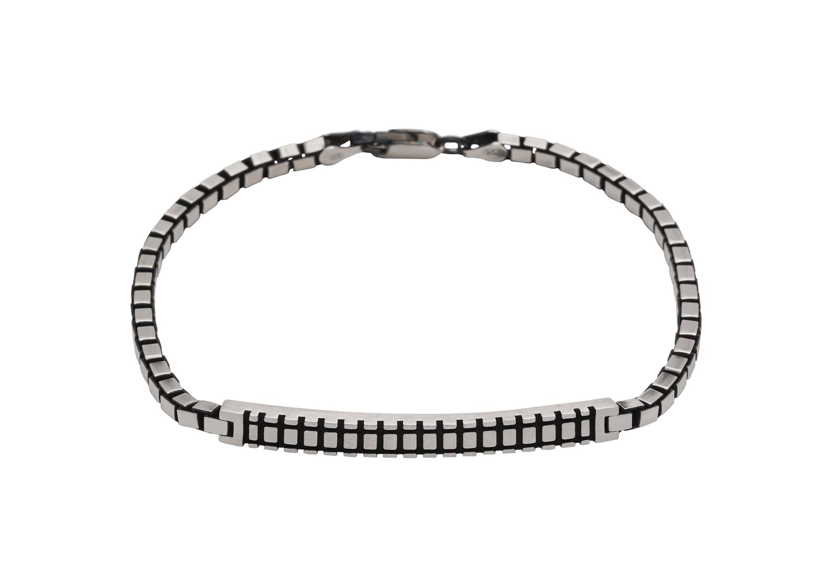 Arched Bridge Box Silver Link Bracelet For Men By Orionz Jewels