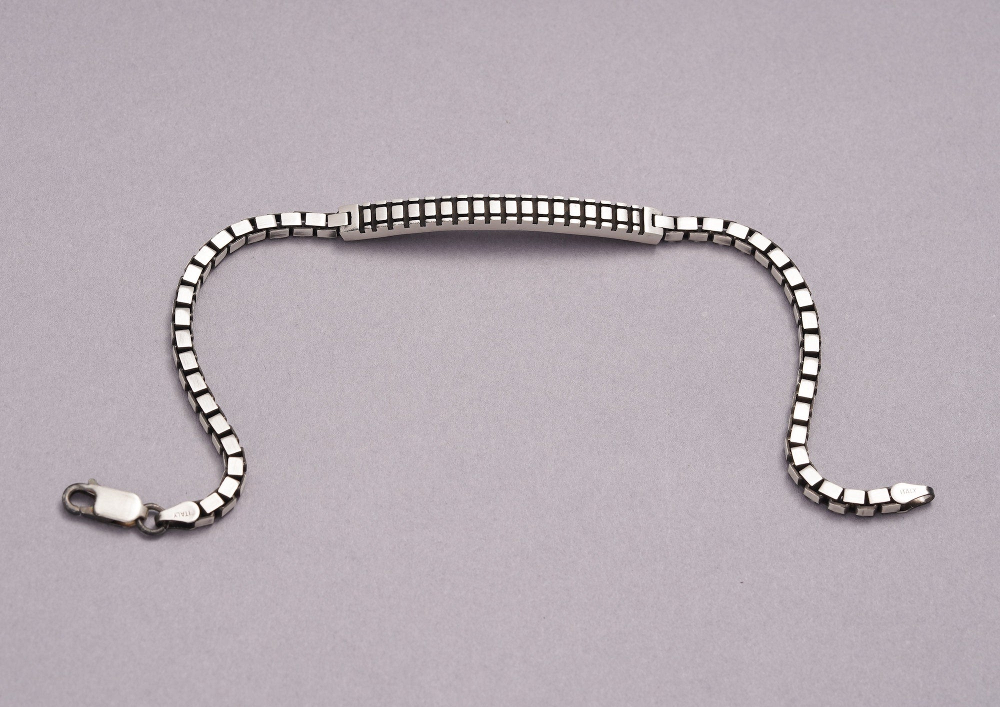 Arched Bridge Box Silver Link Bracelet For Men By Orionz Jewels