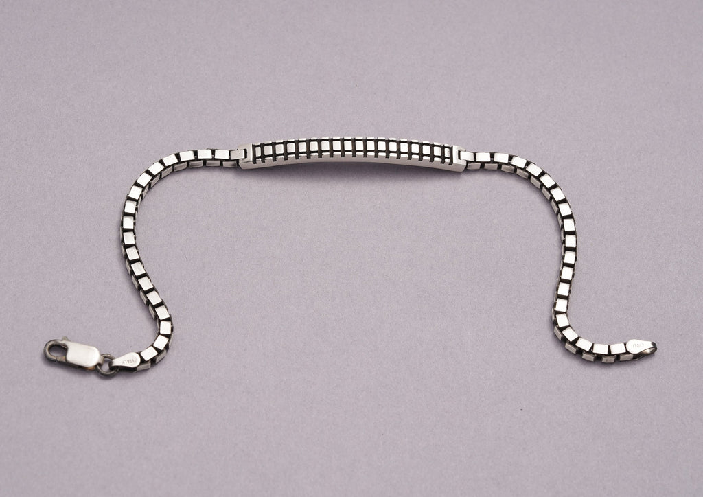 Arched Bridge Box Silver Link Bracelet For Men By Orionz Jewels