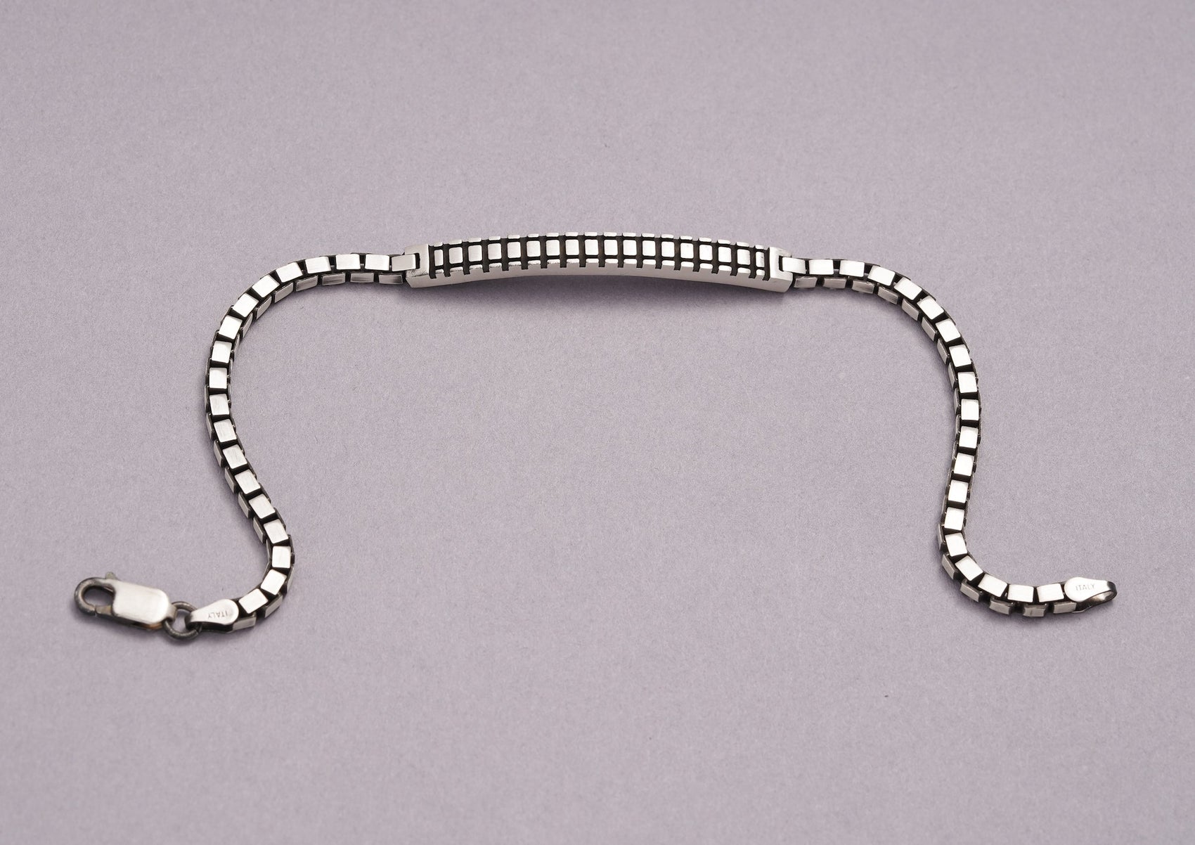 Arched Bridge Box Silver Link Bracelet For Men By Orionz Jewels