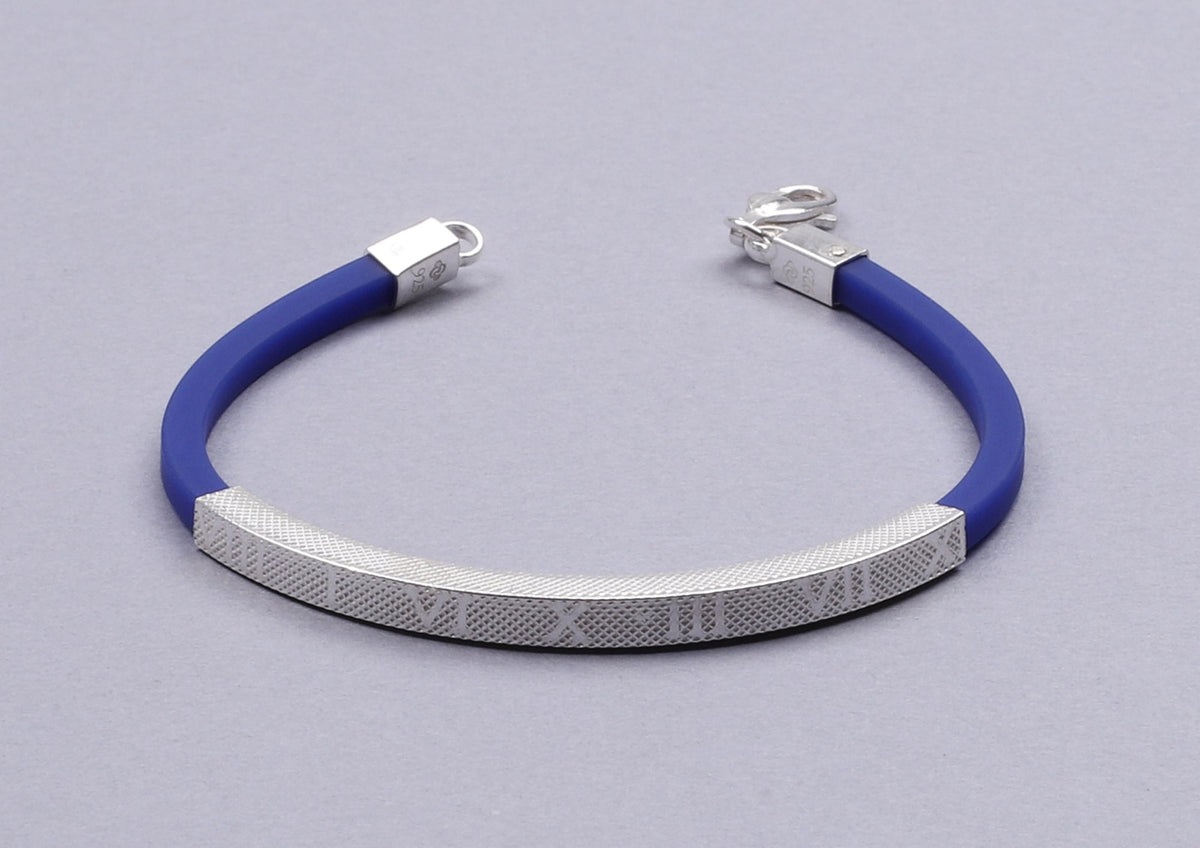 Blue Numeral 925 Silver Wrist Band For Men By Orionz Jewels