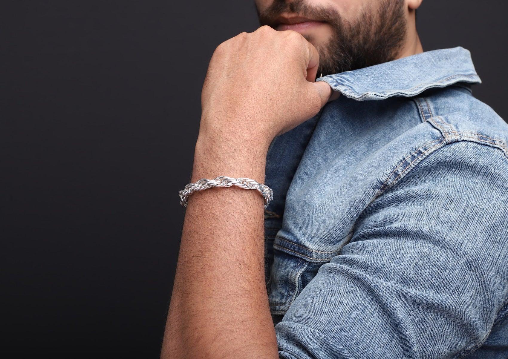 Chunky Rope 925 Sterling Silver Bracelet For Men By Orionz Jewels