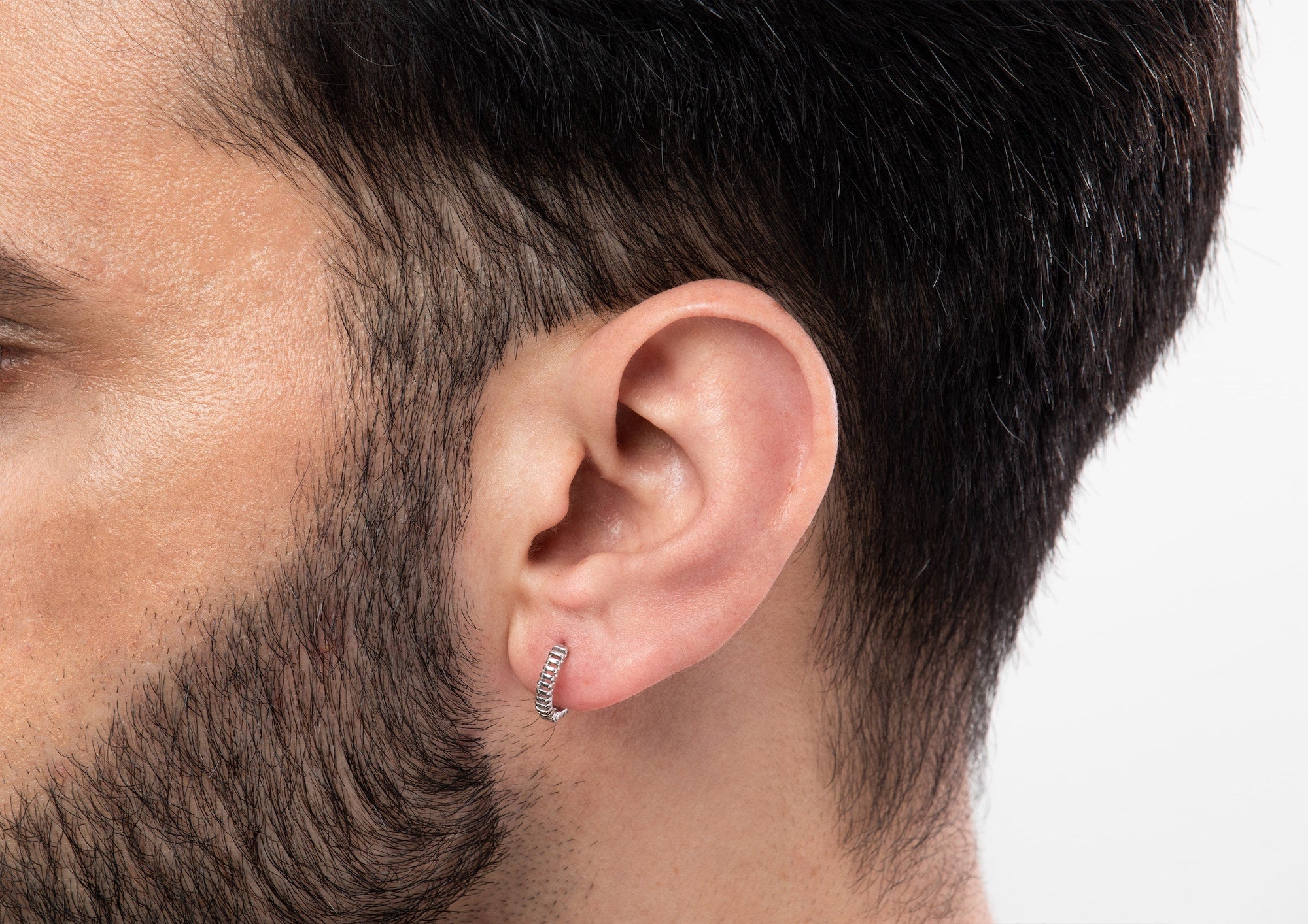 Mens earrings 2025 hoop silver