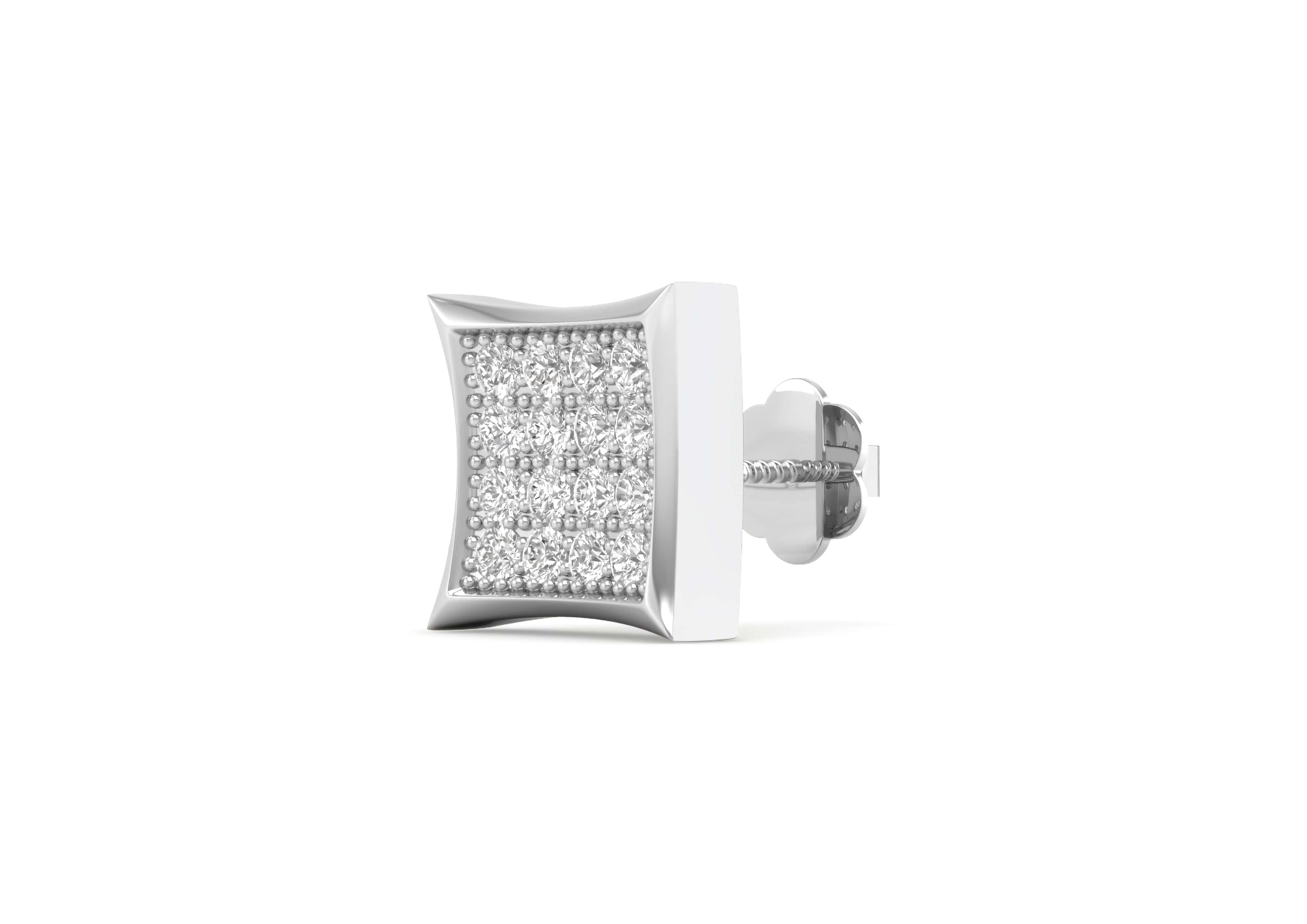 Inverted Grace Ear Stud For Men 1 Pc Only 925 Silver White