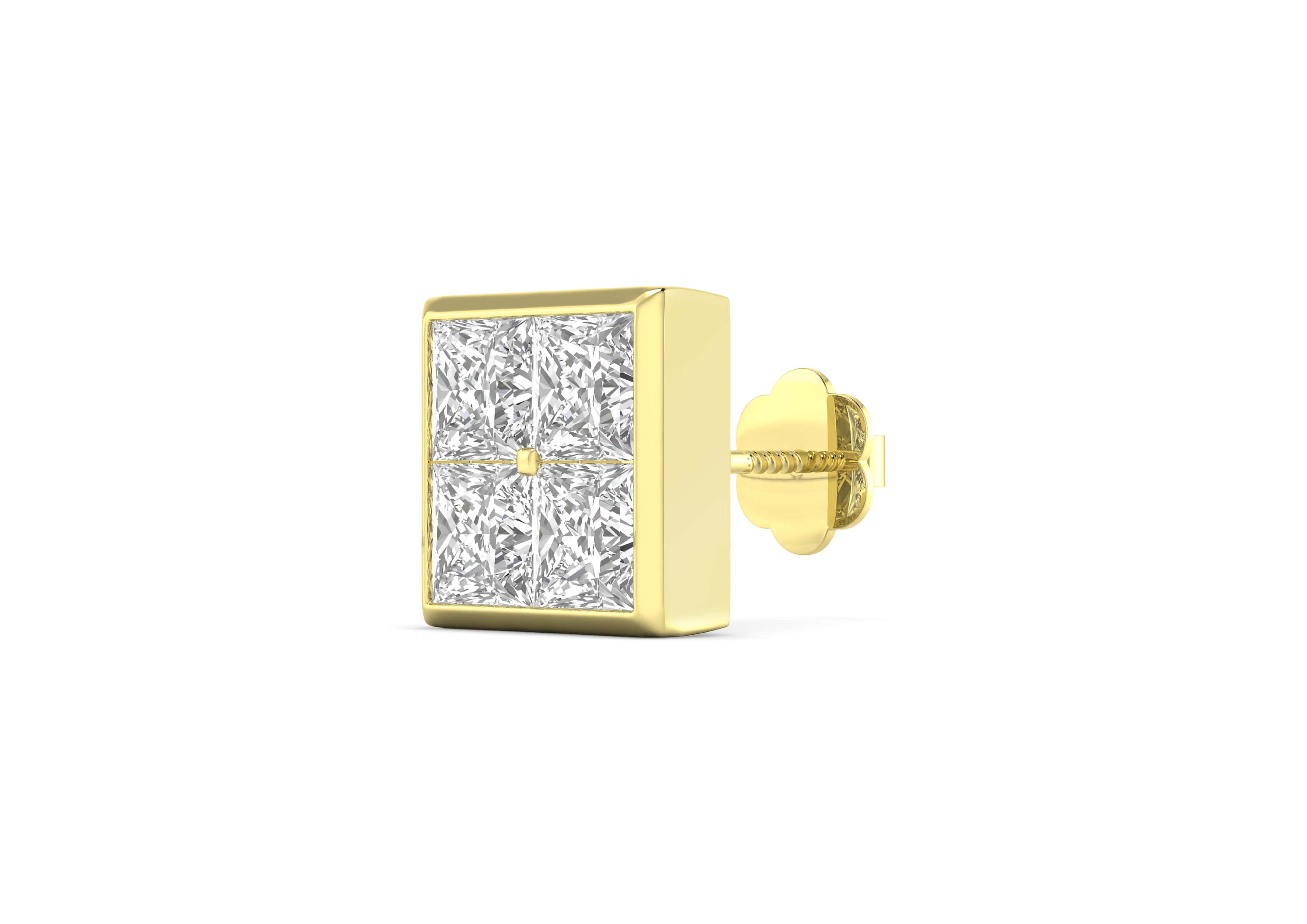 Square Matrix Ear Stud For Men In Gold Orionz Jewels