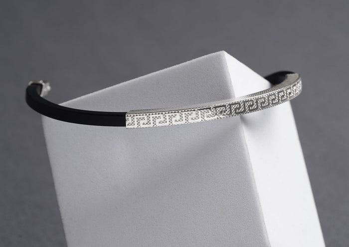 Greek Key 925 Silver Bracelet For Men By Orionz Jewels