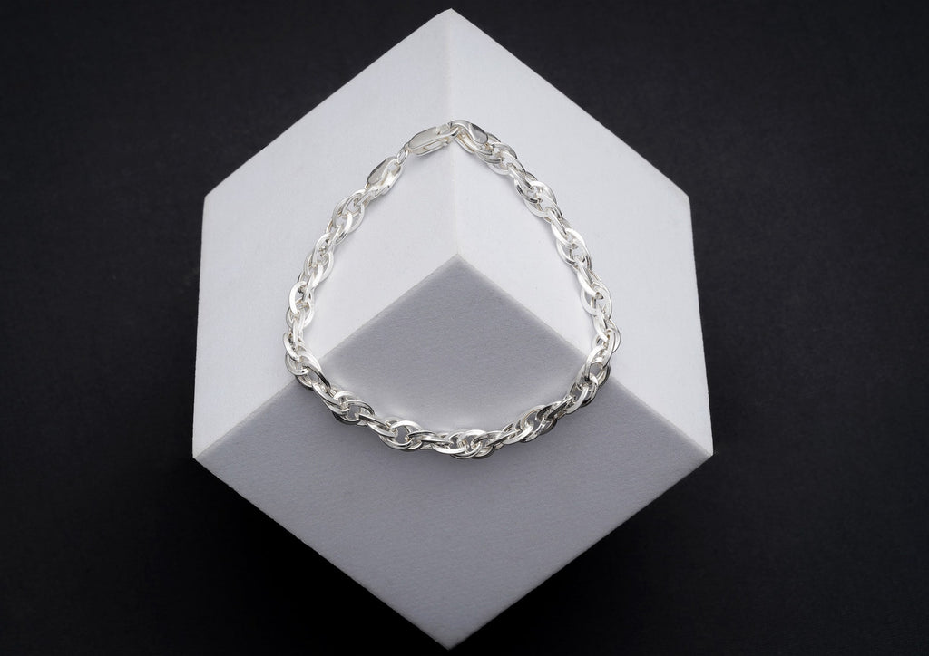 Intertwined Rope Sterling Silver Link Bracelet For Men By Orionz Jewels
